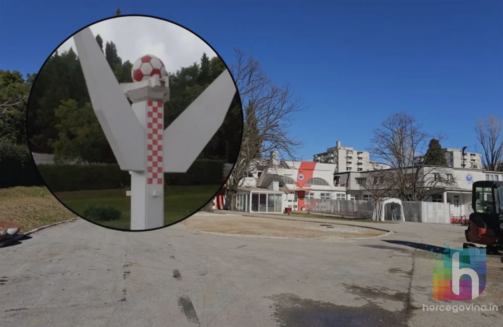 Na stadionu HŠK Zrinjski srušen spomenik posvećen igračima Veleža Na stadionu HŠK Zrinjski srušen spomenik posvećen igračima Veleža