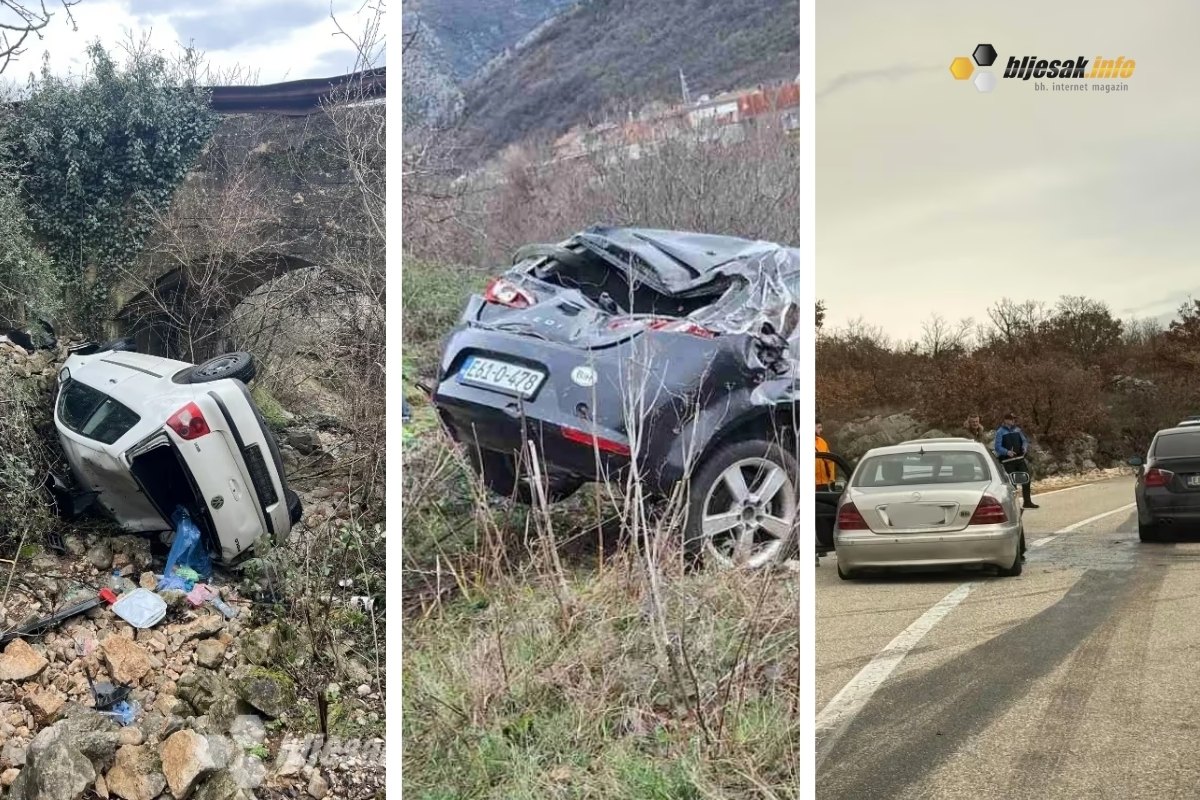 Mostar: Dva slijetanja s ceste i sudar triju automobila